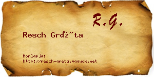 Resch Gréta névjegykártya